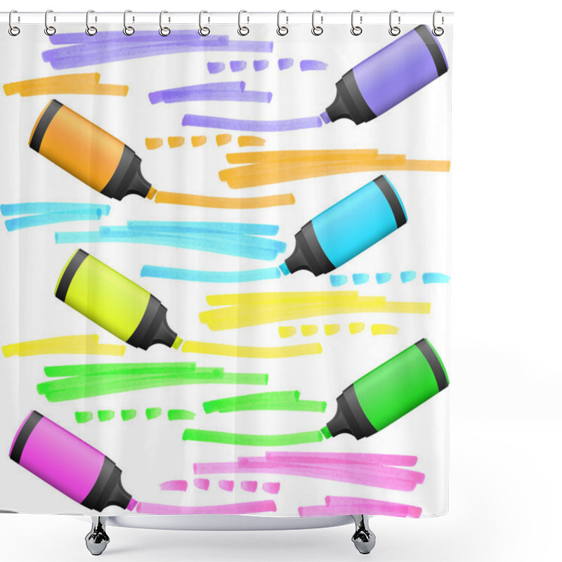 Personality  Highlighters With Markings Shower Curtains