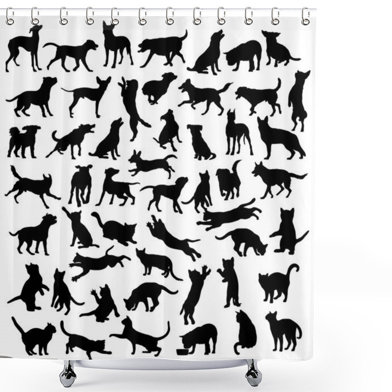 Personality  Cat And Dog, Pet Animal, Silhouettes Shower Curtains