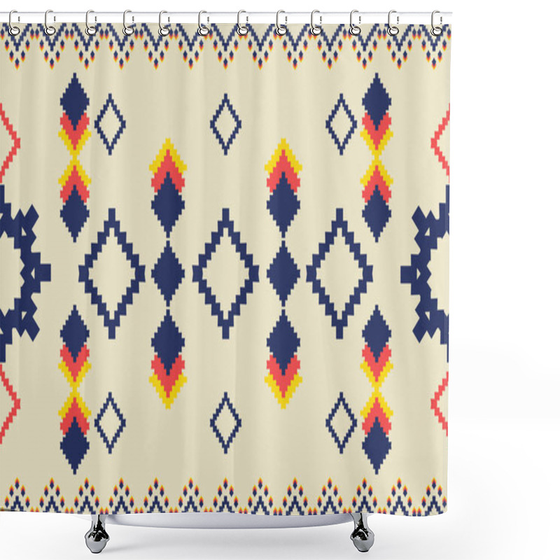 Personality  Navajo Native American Fabric Seamless Pattern,geometric Tribal Ethnic Traditional Background, Design Elements, Design For Carpet,wallpaper,clothing,rug,interior,embroidery Vector Illustration. Shower Curtains