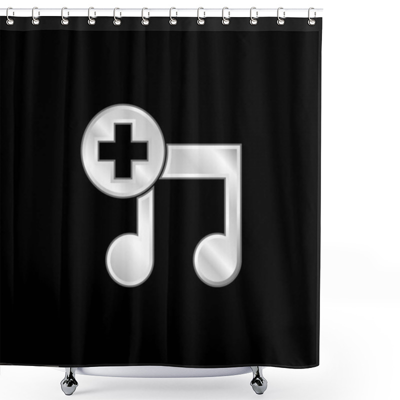 Personality  Add A Song Interface Symbol Silver Plated Metallic Icon Shower Curtains