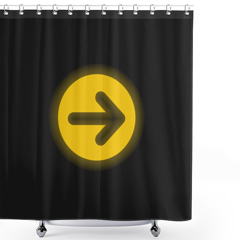 Personality  Arrow Pointing To Right In A Circle Yellow Glowing Neon Icon Shower Curtains