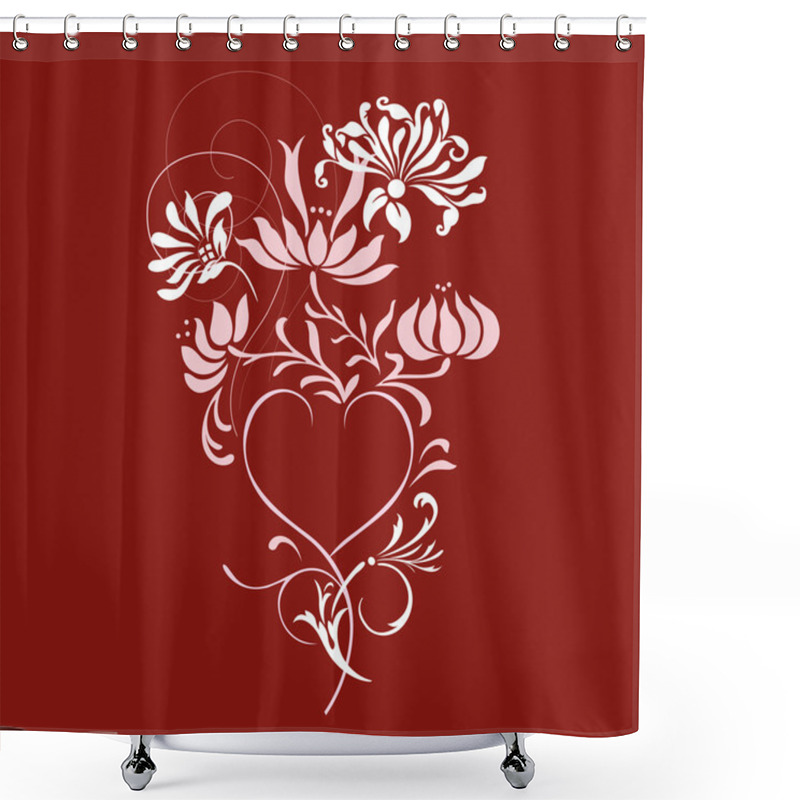 Personality  Red Heart With Filigree Ornament Shower Curtains