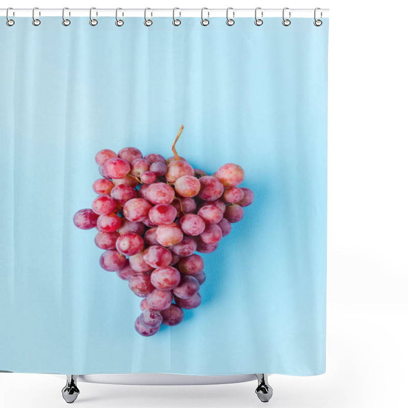 Personality  A Grape Of Pink Grapes Isolated On A Blue Background Shower Curtains