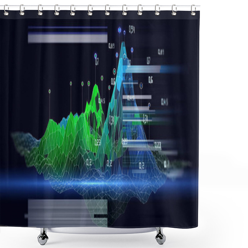 Personality  Futuristic Analytical Background With Wireframe Algorithm Analyze Data And Blurred Lines. Quantum Cryptography Concept. Analytics Algorithms Data. Big Data. Banner Business, Science And Technology. Shower Curtains