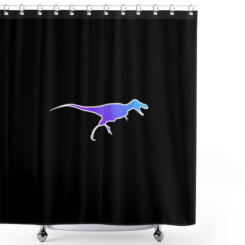 Personality  Albertosaurus Dinosaur Side View Shape Blue Gradient Vector Icon Shower Curtains