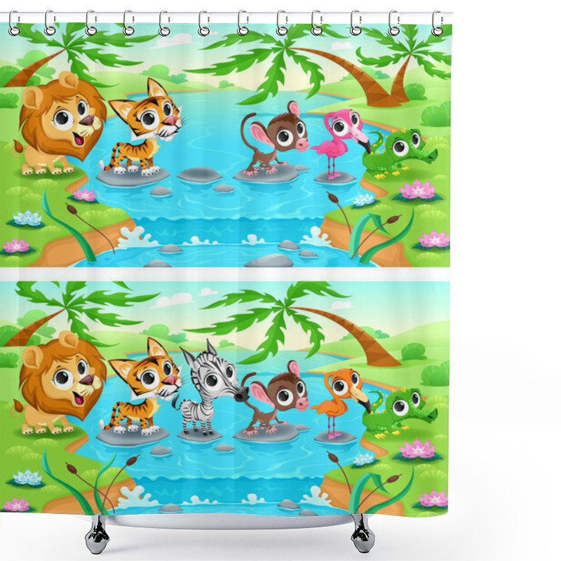 Personality  Spot The Differences Shower Curtains