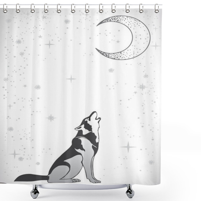 Personality  Wolf Barking On The Moon Shower Curtains