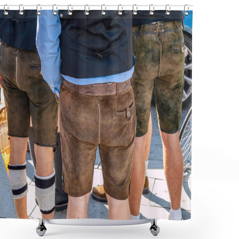 Personality  Men In Leather Pants At The Munich Oktoberfest Shower Curtains