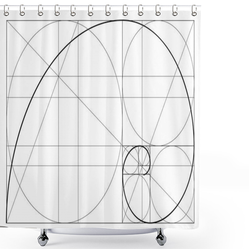 Personality  Minimalistic Style Design. Golden Ratio. Geometric Shapes. Circles In Golden Proportion. Futuristic Design. Logo. Vector Icon. Abstract Vector Background Shower Curtains