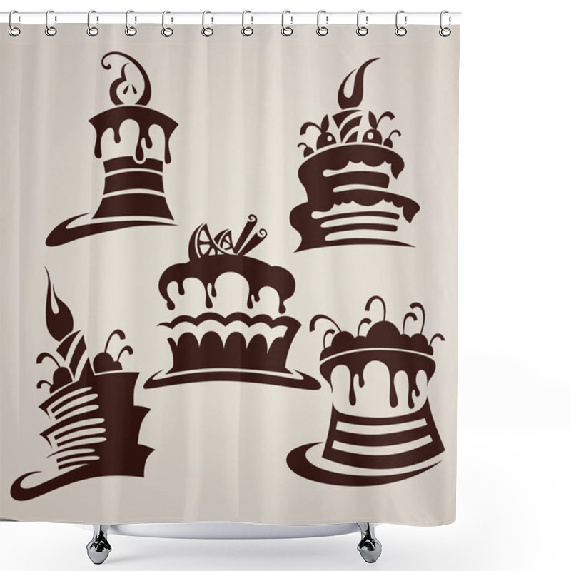 Personality  Vector Collection Of Cakes Images And Arts Shower Curtains