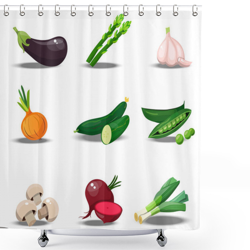 Personality  Set With Fresh Healty Vegetables Shower Curtains