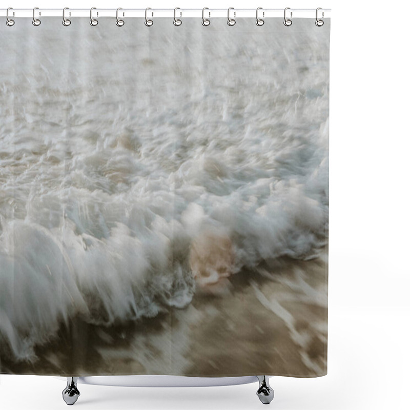 Personality  Frothy Beach Waves In Motion Shower Curtains