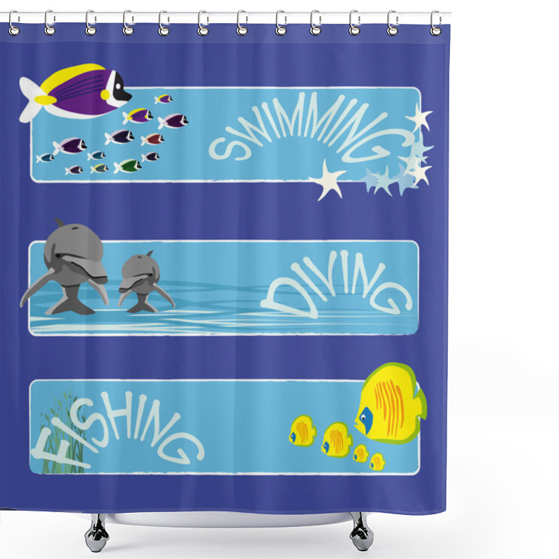 Personality  Fish Banners 1 Shower Curtains