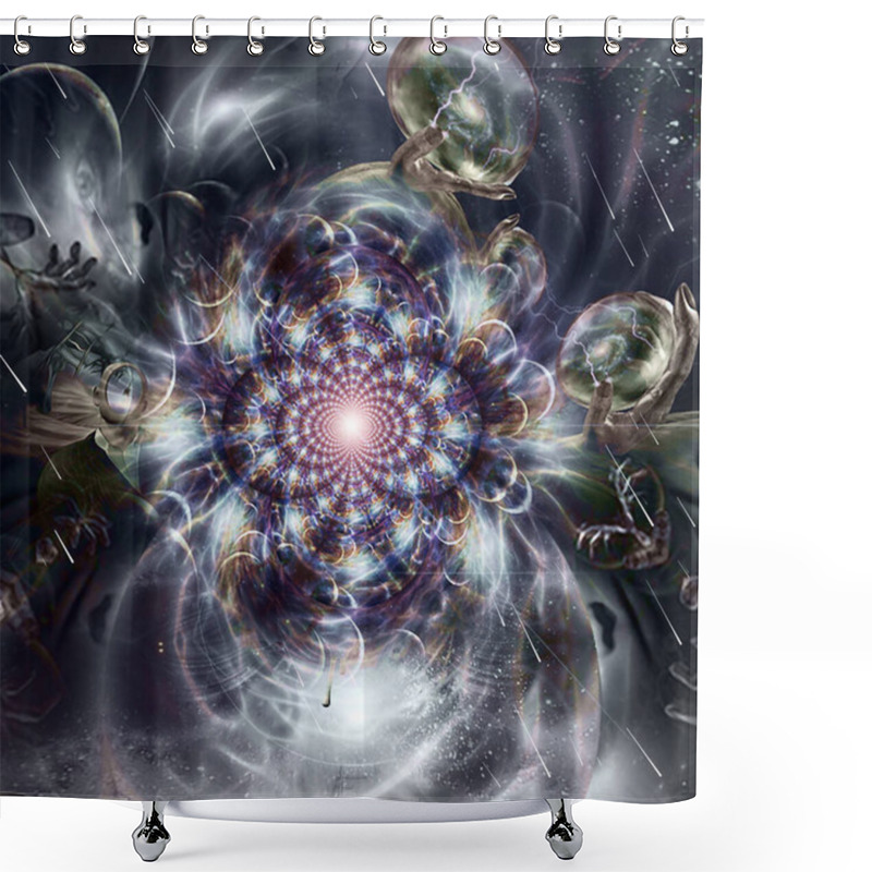 Personality  Multiverse Fractal. Universes Inside Glass Spheres Shower Curtains