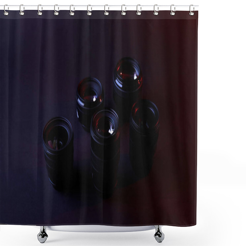 Personality  Reflecting Camera Lenses On Dark Surface Shower Curtains