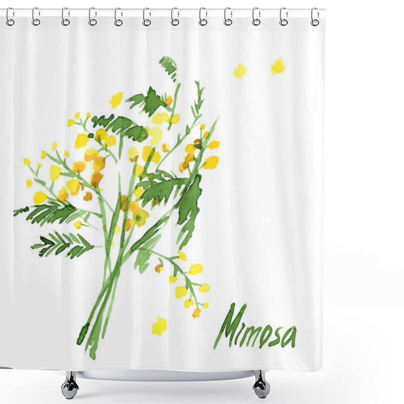 Personality  Hand-Drawn Mimosa Shower Curtains