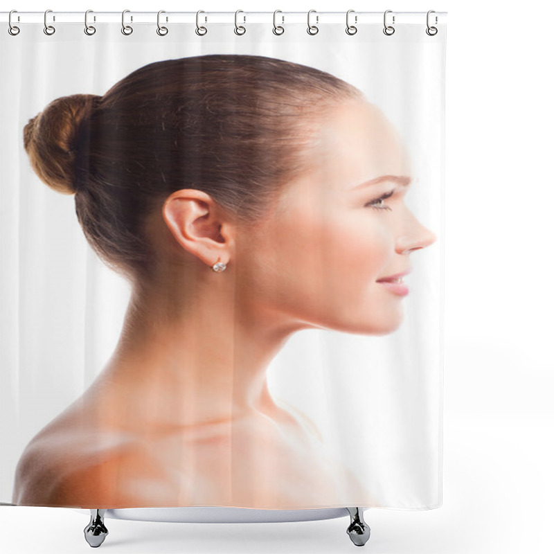 Personality  Beautiful Female Profile Shower Curtains