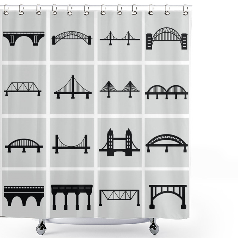 Personality  Bridges Icons Set Shower Curtains