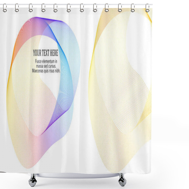 Personality  Design Elements. Wave Of Many Purple Lines Circle Ring. Abstract Vertical Wavy Stripes On White Background Isolated. Vector Illustration EPS 10. Colourful Waves With Lines Created Using Blend Tool Shower Curtains