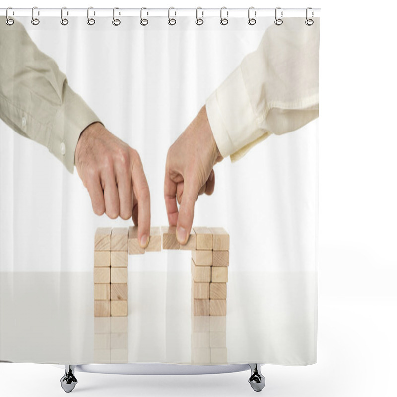 Personality  Conceptual Image Of Business Merger And Cooperation Shower Curtains