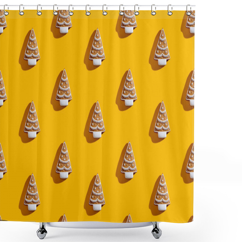 Personality  Christmas Tree Pattern Orange Seamless Background Shower Curtains