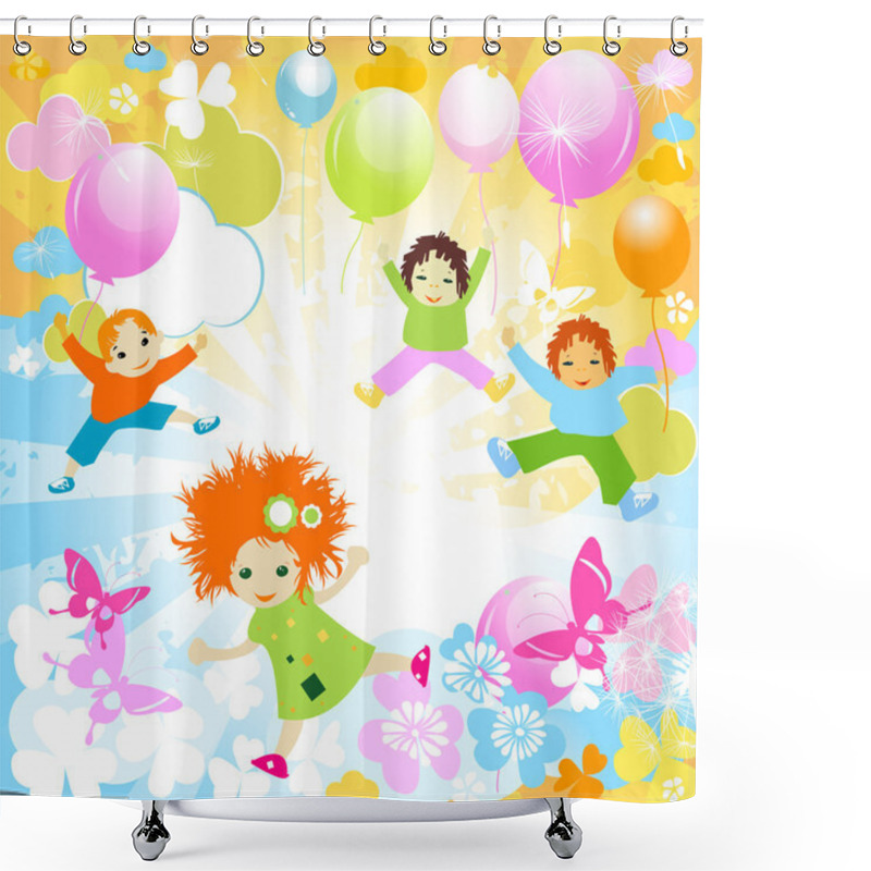 Personality  Happy Kids Shower Curtains