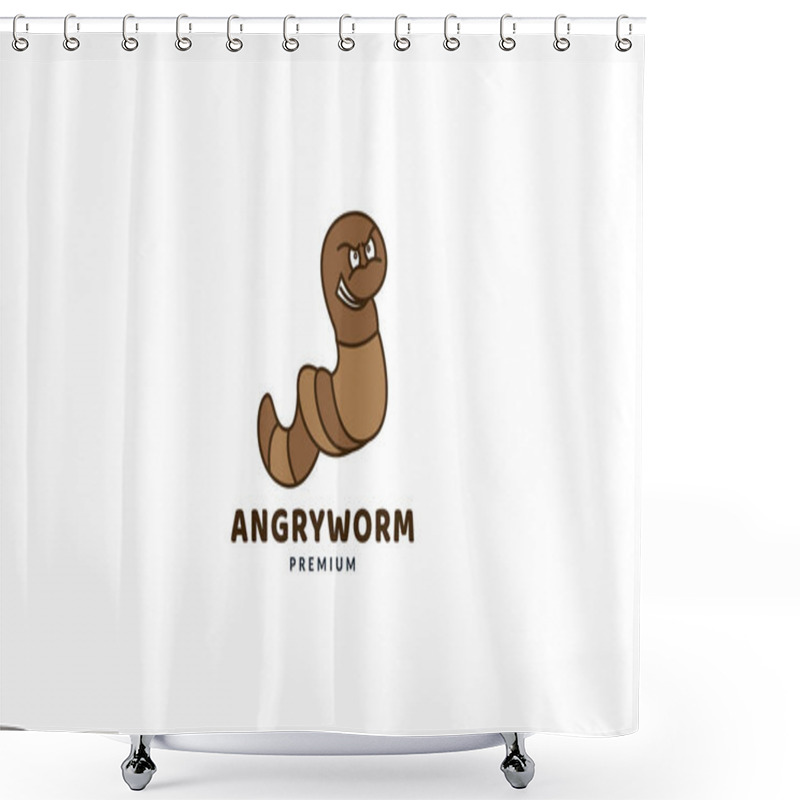 Personality  Worm Angry Face Cute Cartoon Logo Vector Icon Illustration Design Shower Curtains