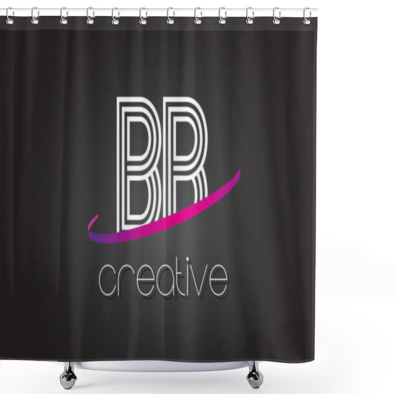 Personality  BB B B Letter Logo With Lines Design And Purple Swoosh. Shower Curtains