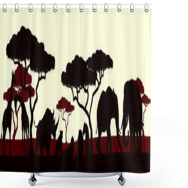 Personality  Animal Silhouette African Safari Landscape Scene Shower Curtains