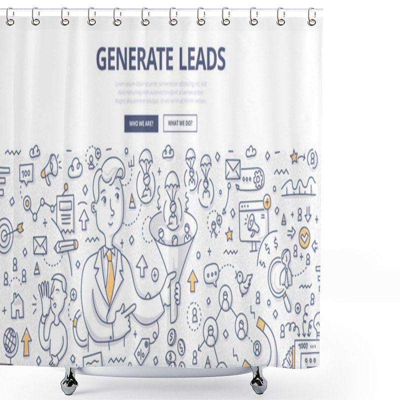 Personality  Generate Leads Doodle Concept Shower Curtains