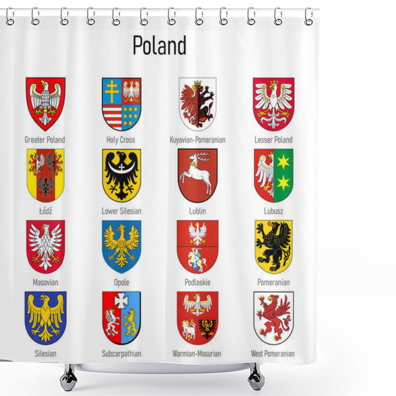 Personality  Coat Of Arms Of The Voivodship Of Poland, All Polish Regions Emblem Collection Shower Curtains