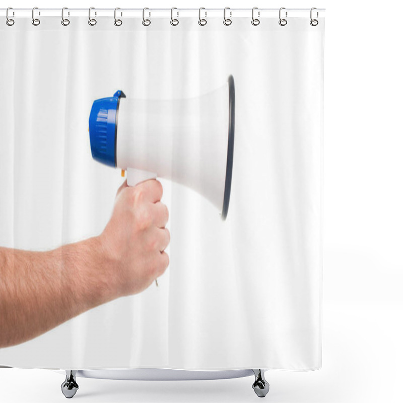 Personality  Person Holding Megaphone Shower Curtains