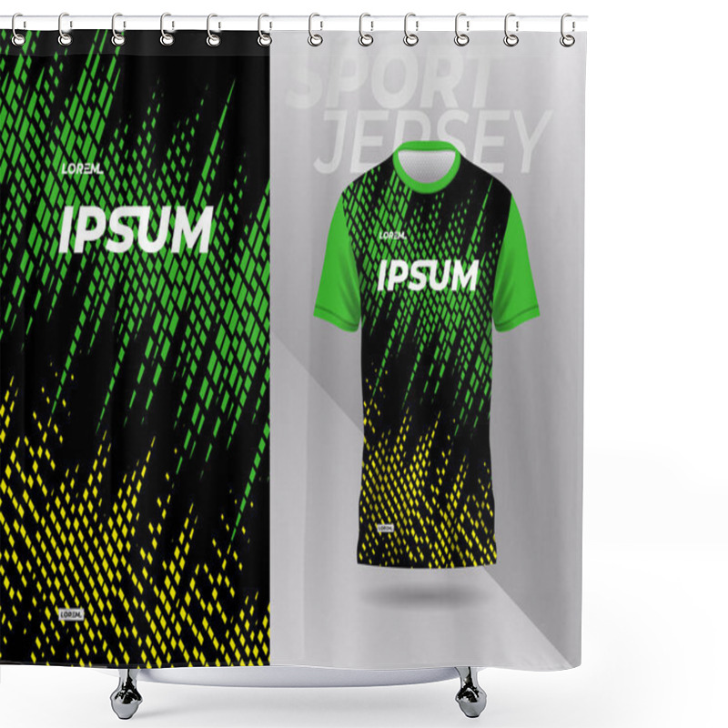 Personality  Green Yellow Shirt Sport Jersey Mockup Template Design For Soccer, Football, Racing, Gaming, Motocross, Cycling, And Running  Shower Curtains