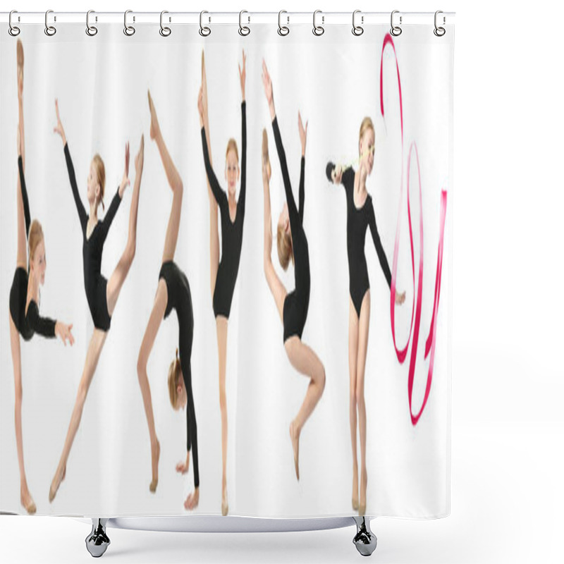 Personality  Girl Doing Gymnastics Exercises   Shower Curtains