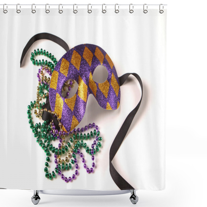 Personality  Mardi Gras Mask And Beads Shower Curtains