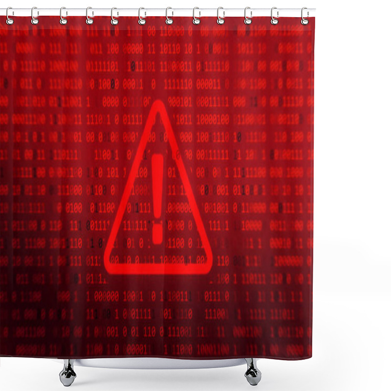 Personality  Warning Sign Data Unlocking Hackers. Security Protection Concept. Hacker Vulnerability Malicious Encryption. Shower Curtains