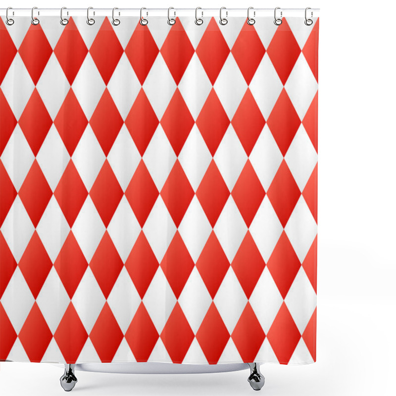 Personality  Seamless Diamond Pattern In Red And White  Shower Curtains