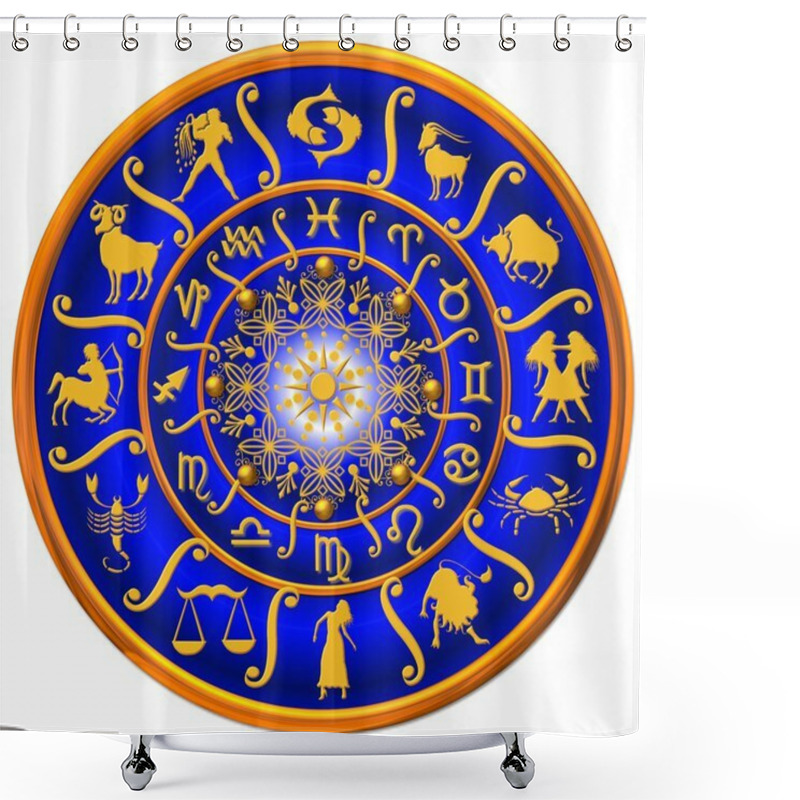 Personality  Zodiac Disc Blue Shower Curtains