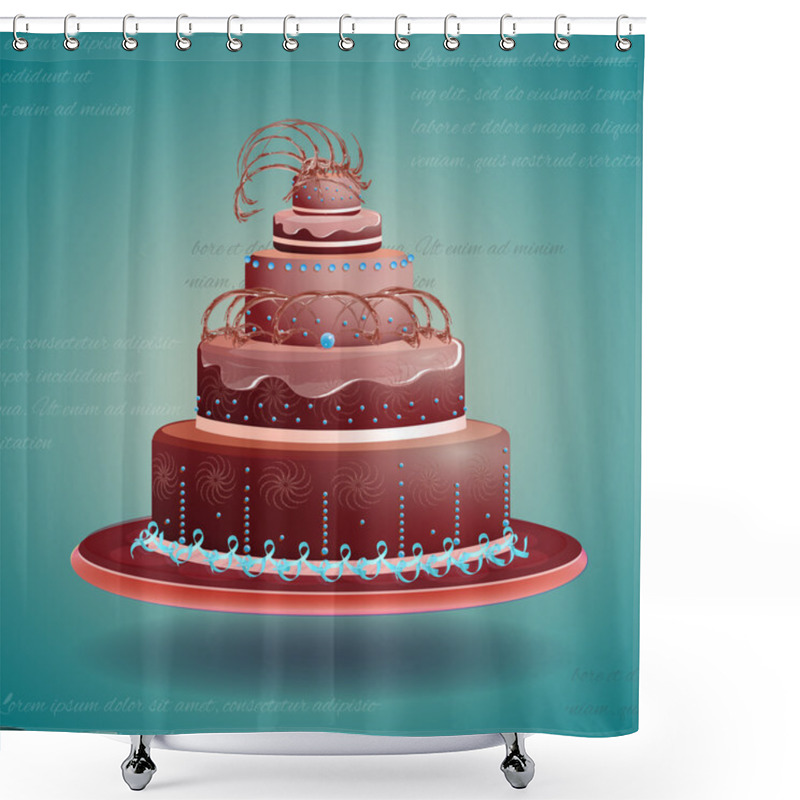 Personality  Birthday Cake, Vector Design Shower Curtains