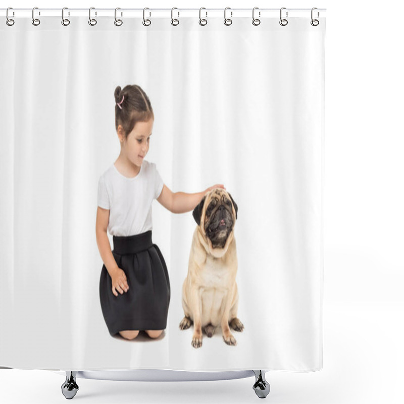 Personality  Girl With Pug Dog Shower Curtains