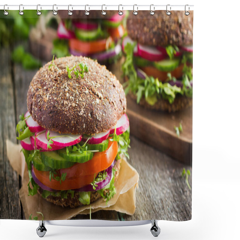 Personality  Vegan Rye Burger With Vegetables Shower Curtains