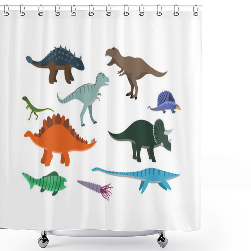 Personality  Cartoon Dinosaur Vector Illustration. Shower Curtains