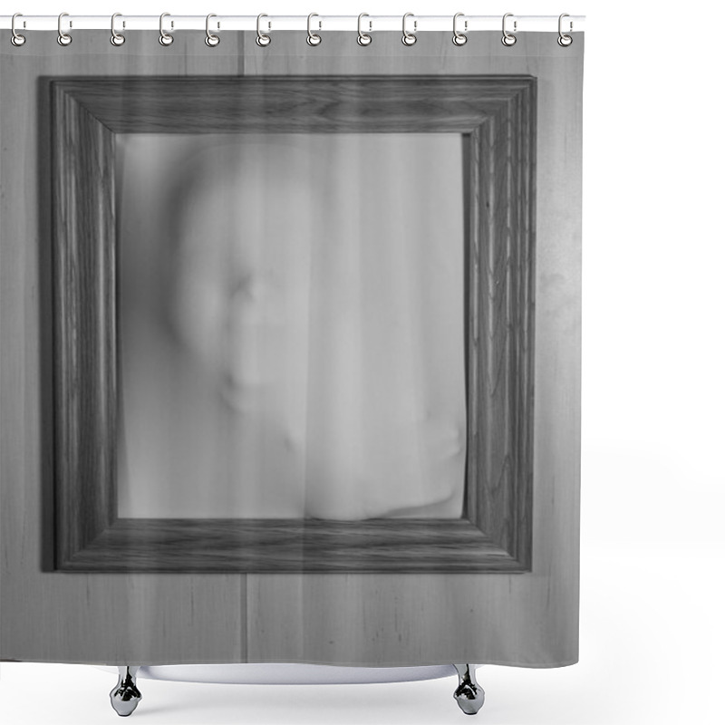 Personality  Creepy Picture Frame With Something Coming Out Of It Shower Curtains