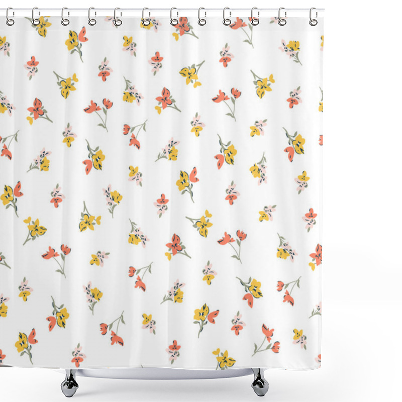 Personality  Seamless Floral Pattern Of Simple Small Ditsy Flowers Shower Curtains