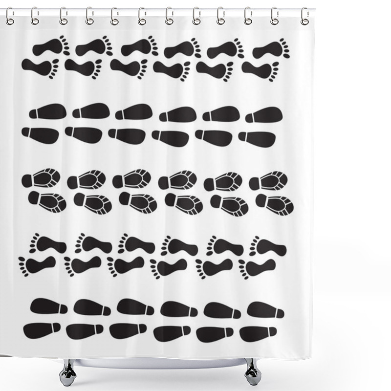 Personality  Set Of Footprints Shoes Shower Curtains