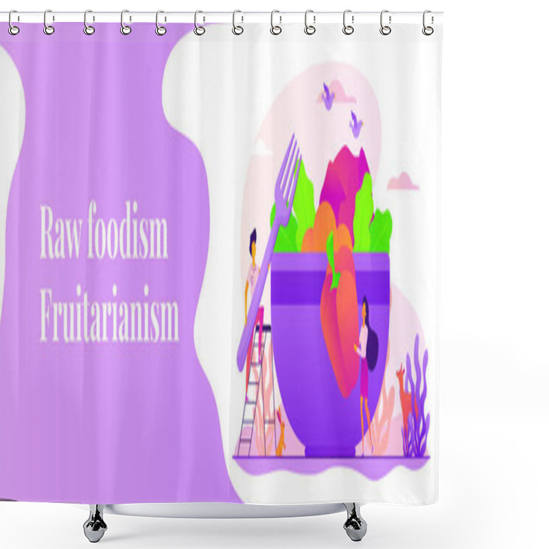 Personality  Raw Veganism Web Banner Concept. Shower Curtains