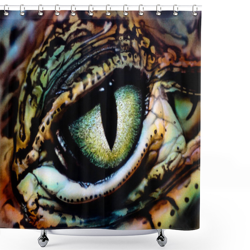 Personality  The Eye Of A Lizard. Airbrush Painting. Hand Drawing Shower Curtains