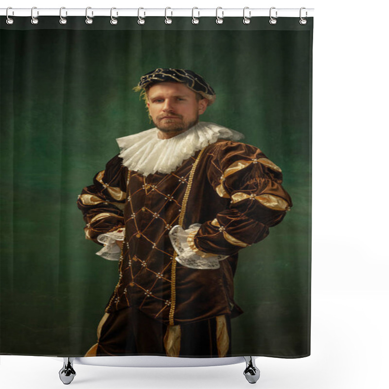 Personality  Medieval Young Man In Old-fashioned Costume Shower Curtains