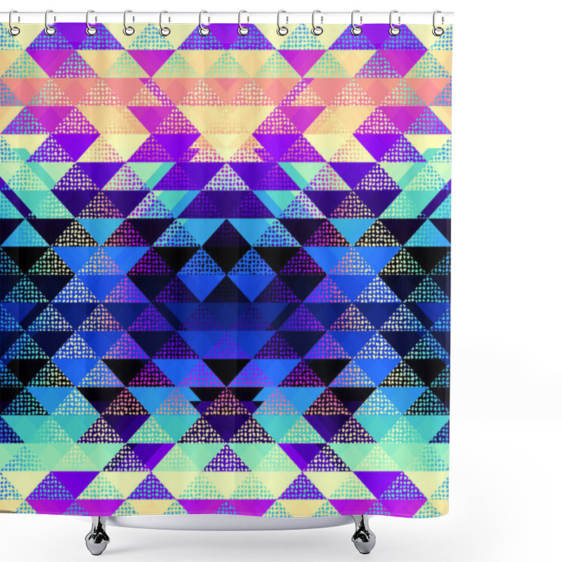 Personality  Seamless Pattern Of A Triangles.. Aztec Symmetric Abstract Geometric Ornament. Sport Fashion Textile. Vector Image. Shower Curtains