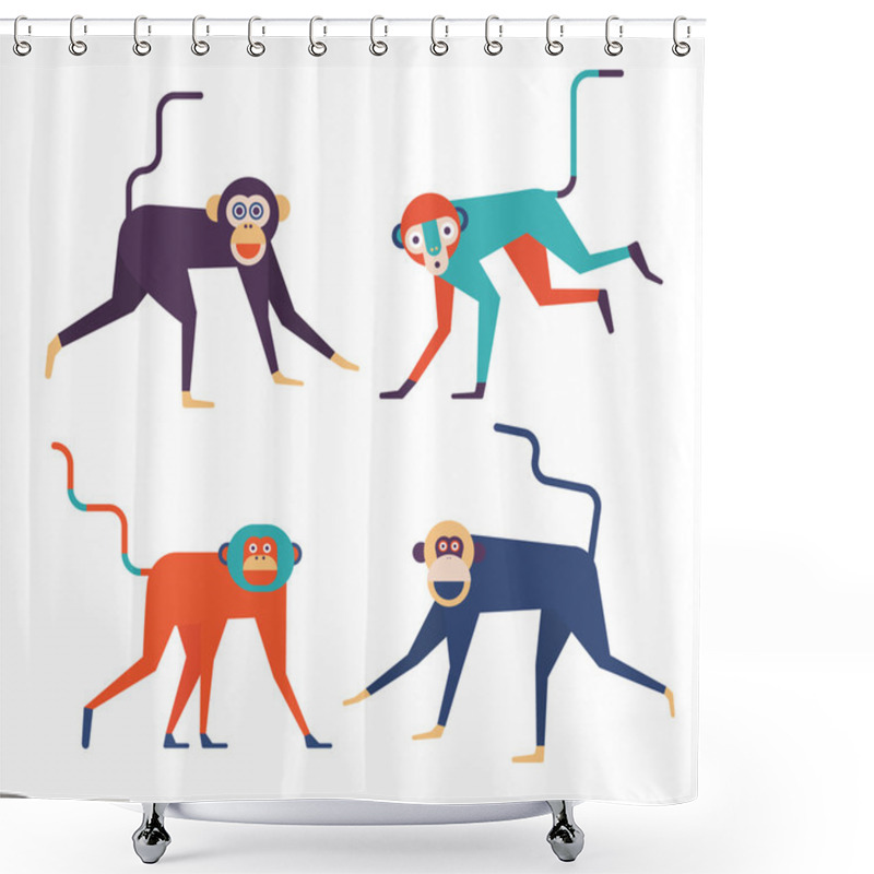 Personality  Four Monkeys Icons Shower Curtains